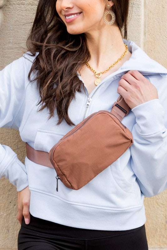 Pale Coral Roam Nylon Belt Sling Bag