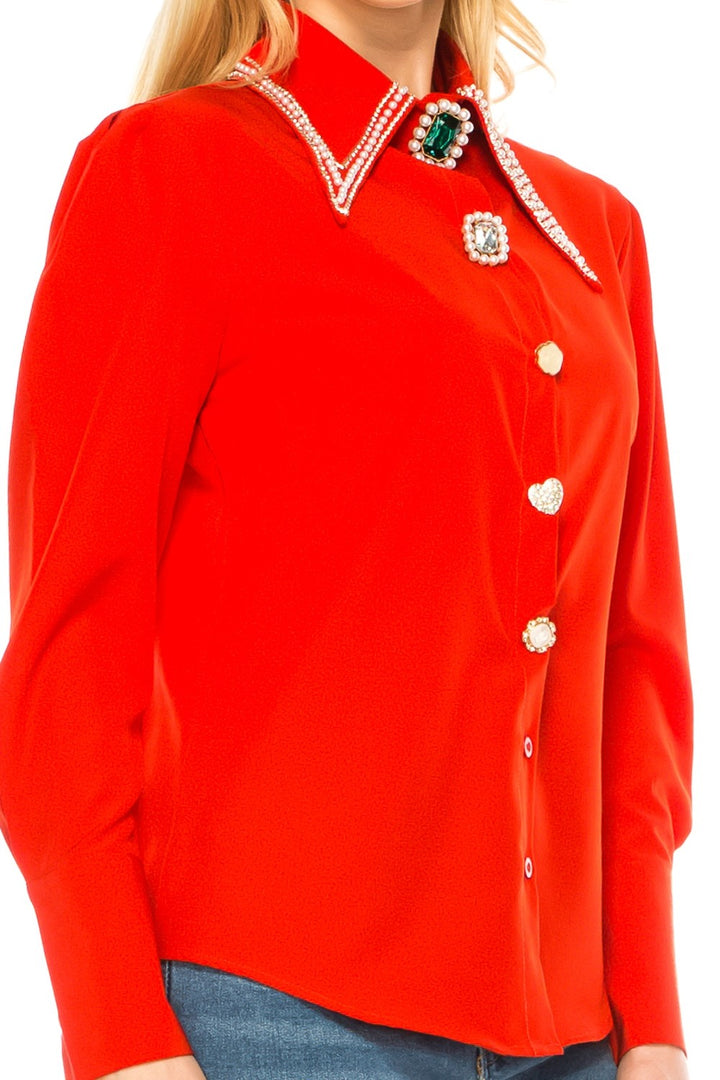 Women Button Down Long Sleeve Blouse