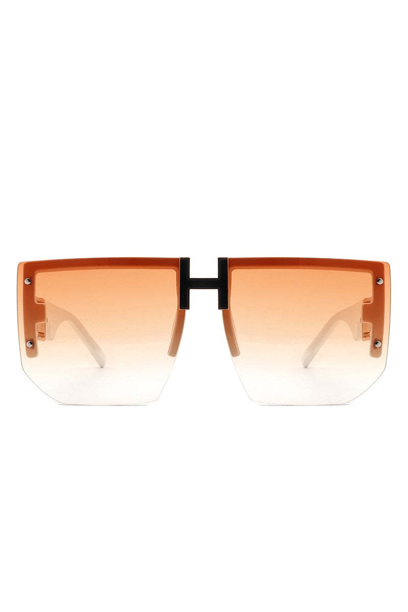 Square Oversize Flat Top Half Frame Sunglasses | Anekay