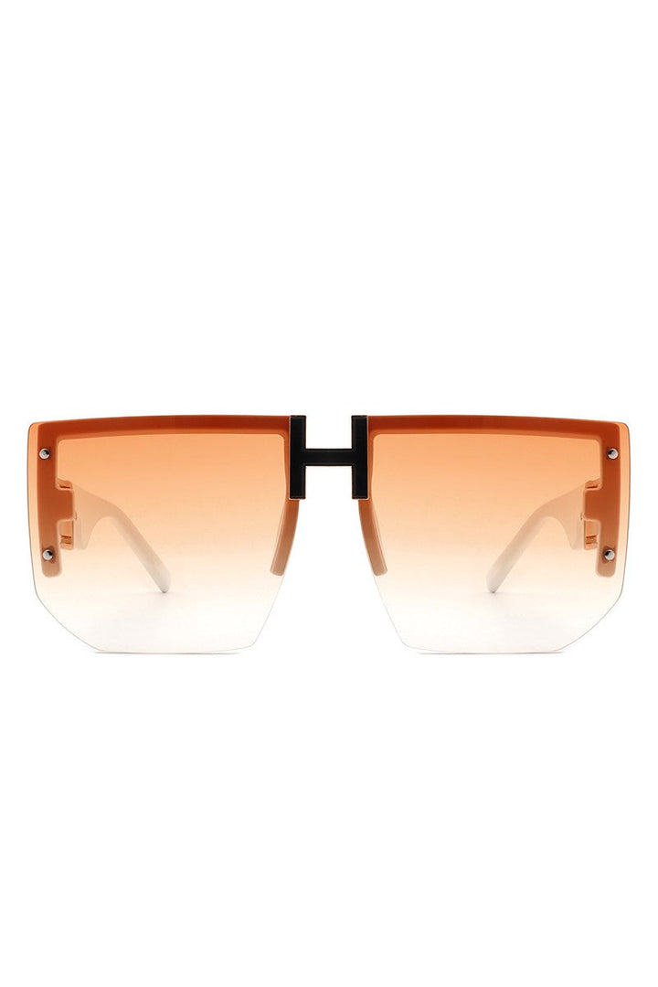 Square Oversize Flat Top Half Frame Sunglasses | Anekay