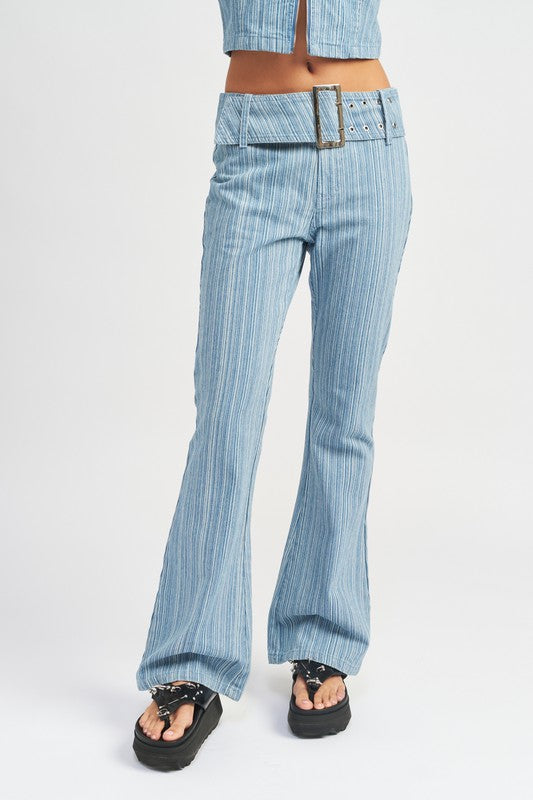 Denim Blue Low Rise Flared Jeans