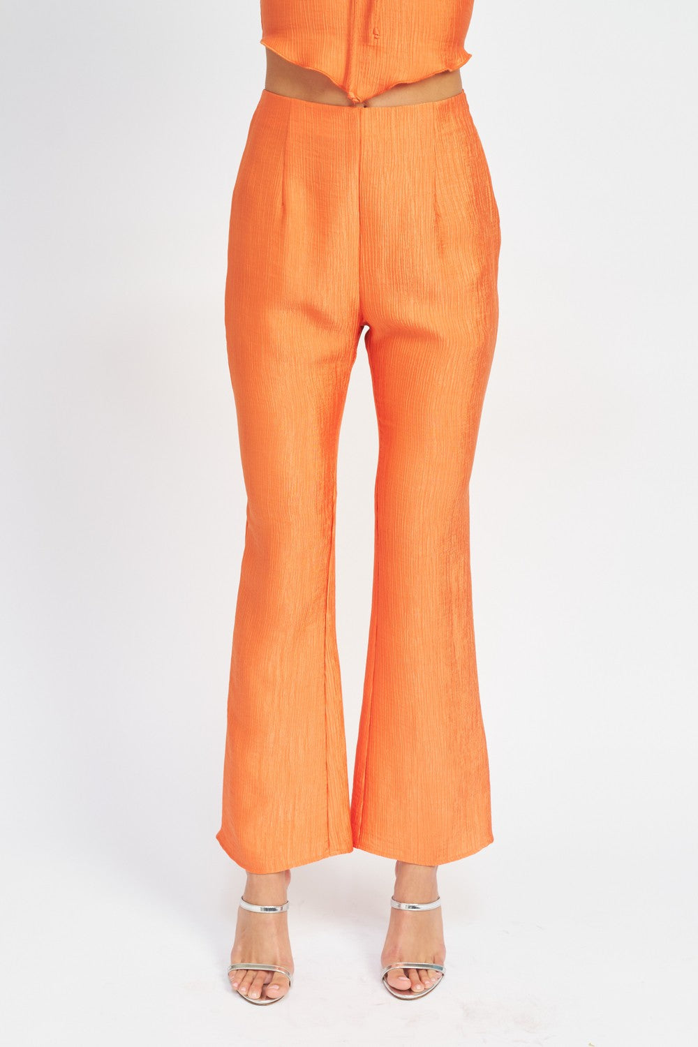 Burnt Orange Flare High Rise Pants