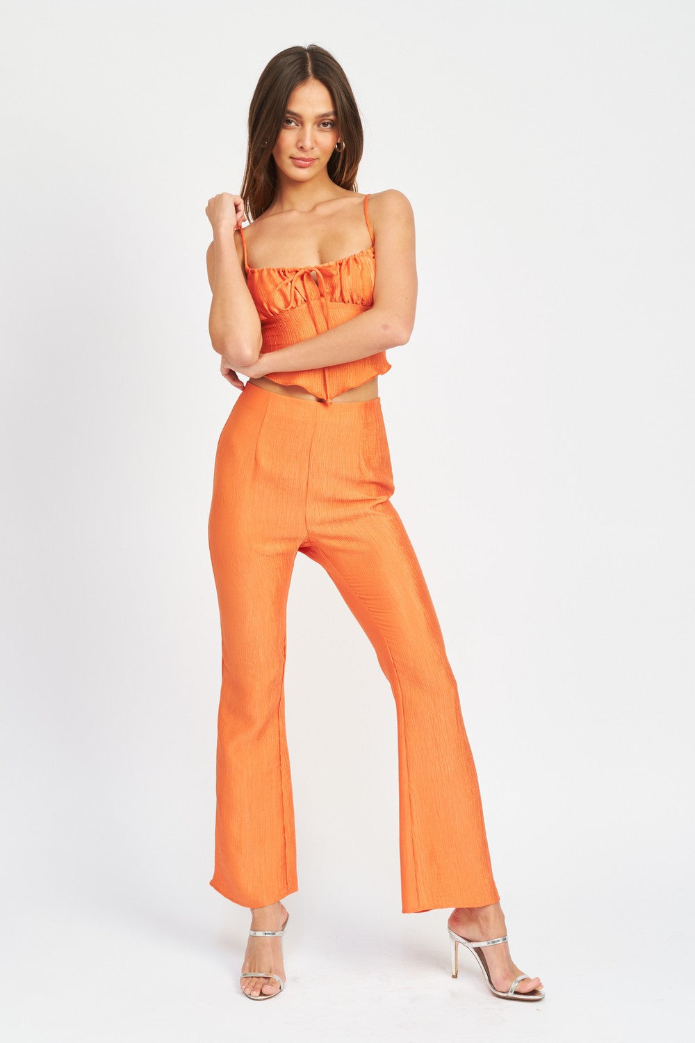 Burnt Orange Flare High Rise Pants