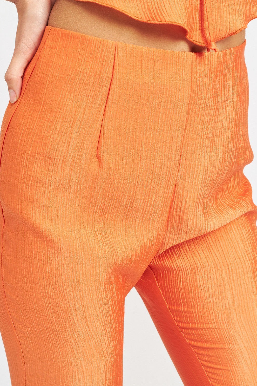 Burnt Orange Flare High Rise Pants