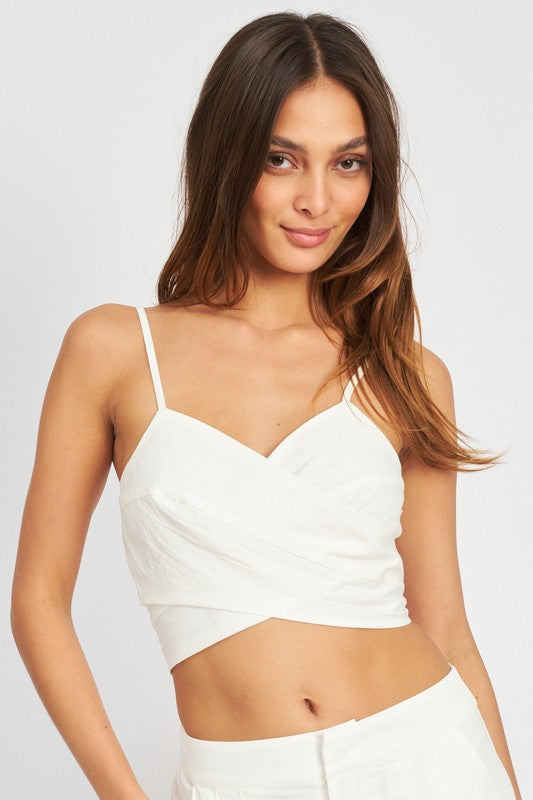 White Wrapped Top Wtih Back Bow Detail