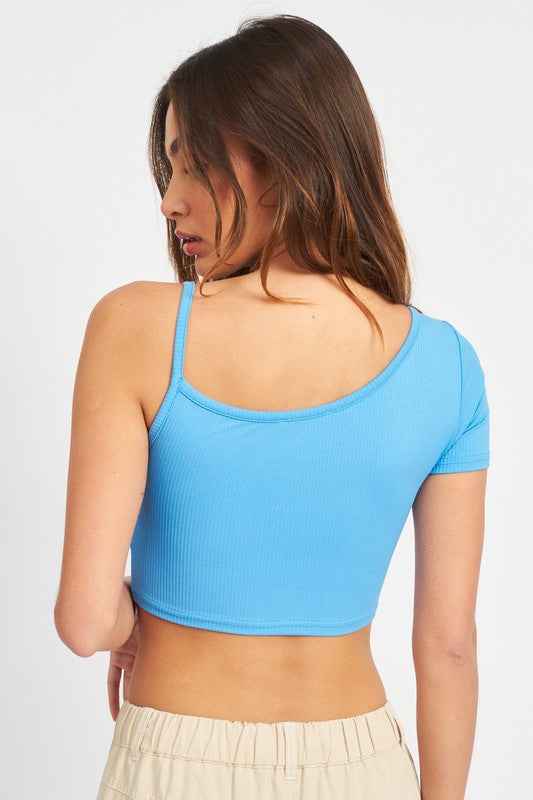 Asymmetrical Binding Cropped Top