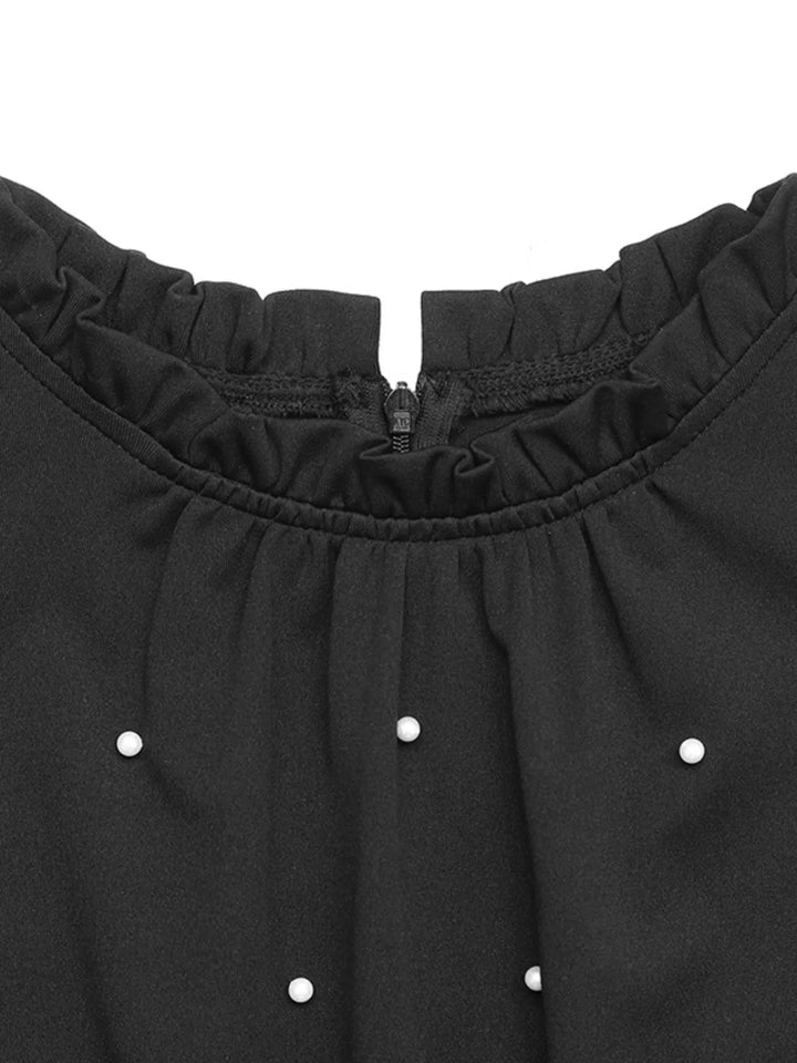 Pearl Detail Ruffled Cap Sleeve Jumpsuit