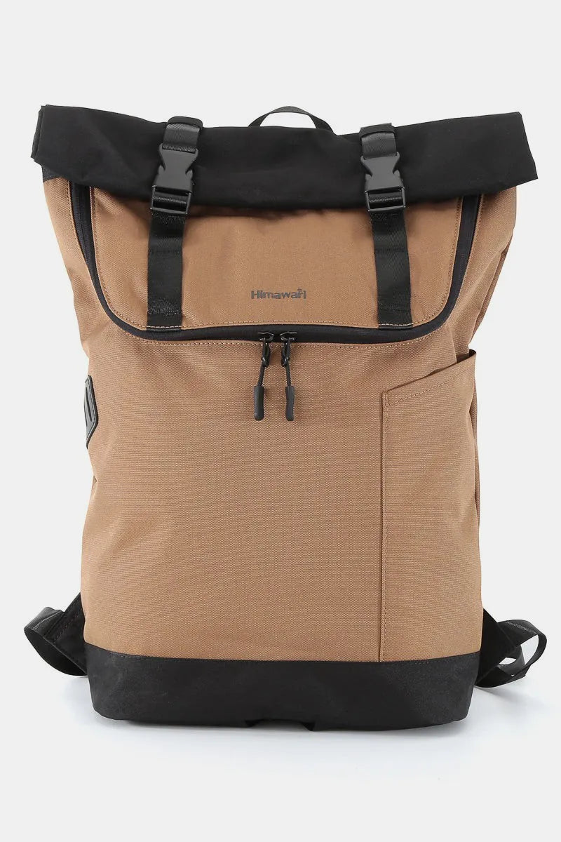 Mocha Himawari Contrast Waterproof Canvas Backpack Bag