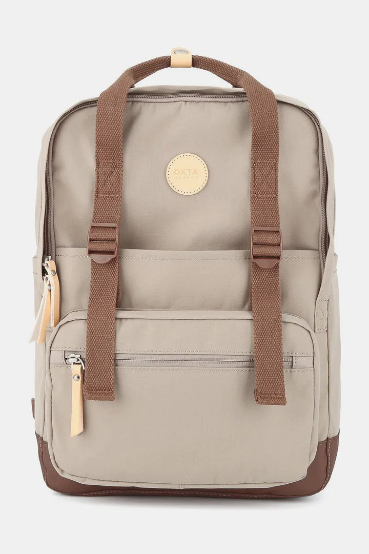 Khaki Himawari Waterproof Canvas Backpack Bag With Side Pockets 2