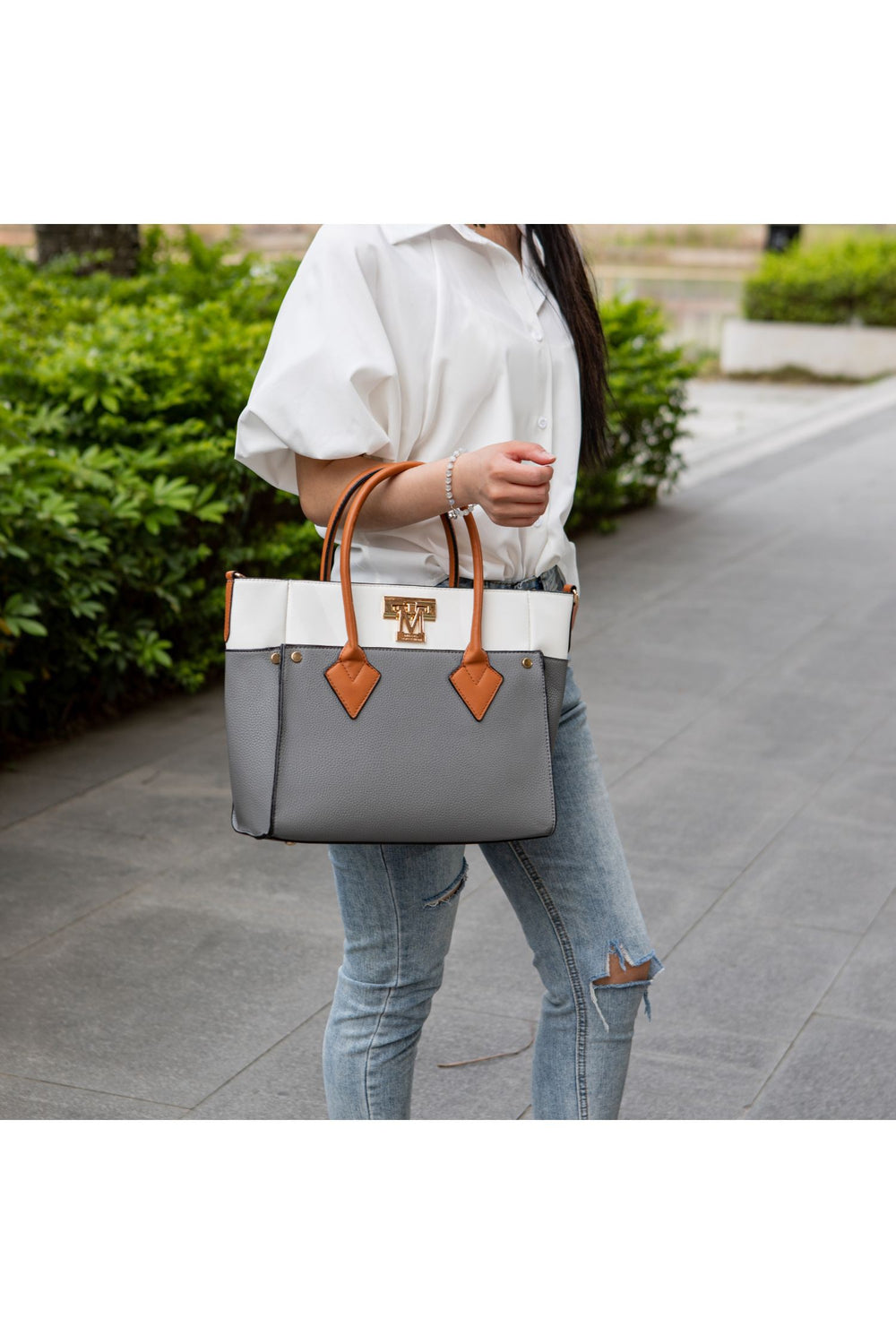Burgundy Mkf Collection Brynlee Color Block Tote Bag Mia K