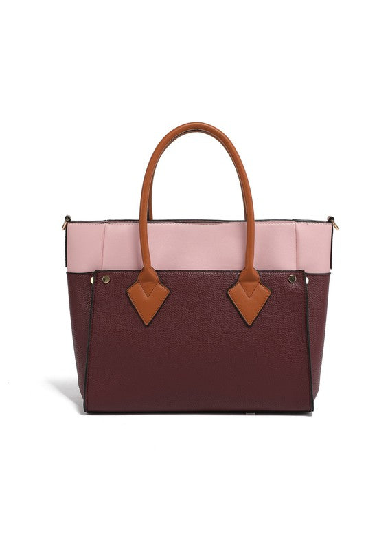 Taupe Mkf Collection Brynlee Color Block Tote Bag Mia K 1