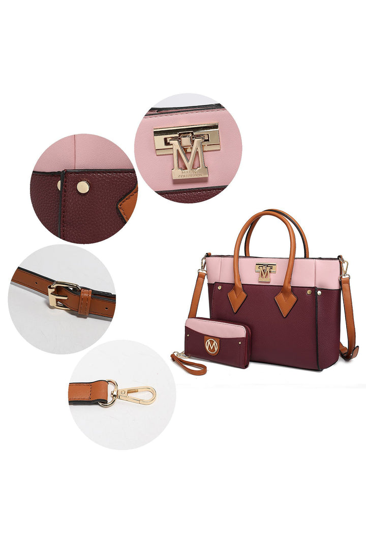 Cognac Mkf Collection Brynlee Color Block Tote Bag Mia K