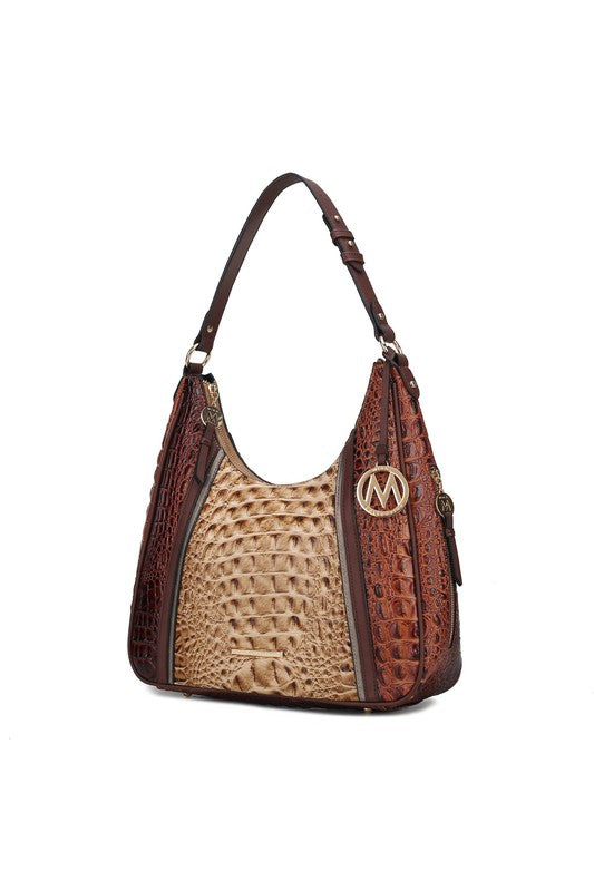 Mkf Collection Faux Crocodile Embossed Shoulder