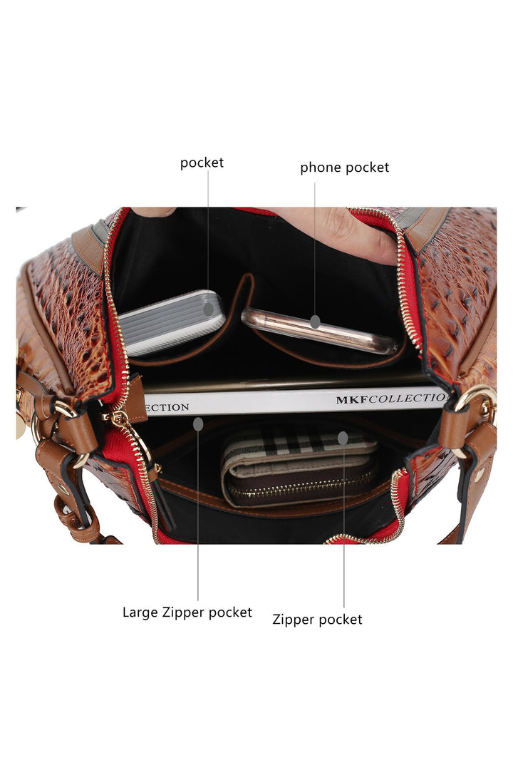 Mkf Collection Faux Crocodile Embossed Shoulder