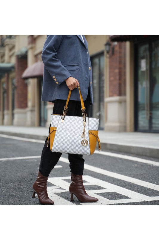 Cognac Brown Mkf Collection Xenia Circular Print Tote Bag Mia K