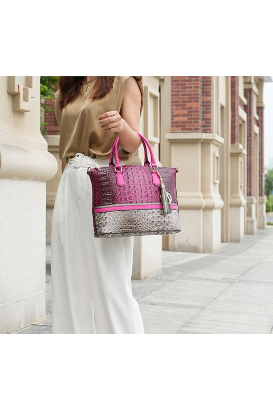 Beige - Yellow Mkf Collection Autumn Crocodile Skin Tote Bag Mia