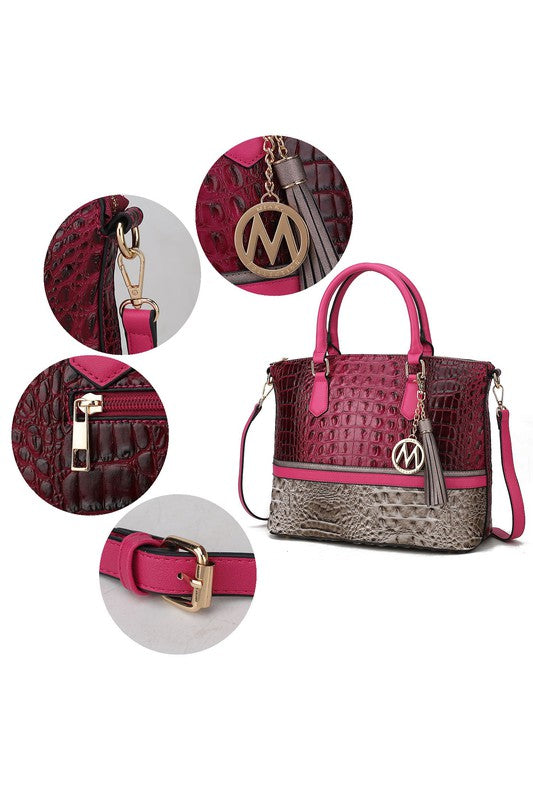 Taupe - Chocolate Mkf Collection Autumn Crocodile Skin Tote Bag Mia