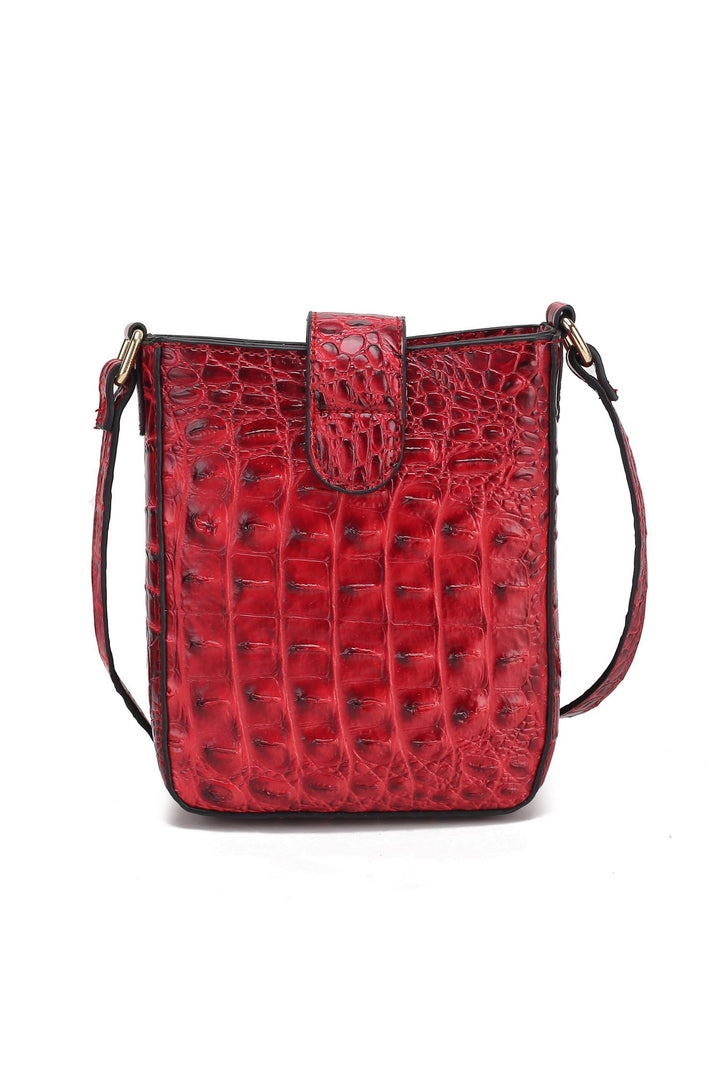 Fuchsia Mkf Faux Crocodile Embossed Crossbody Bag By Mia K