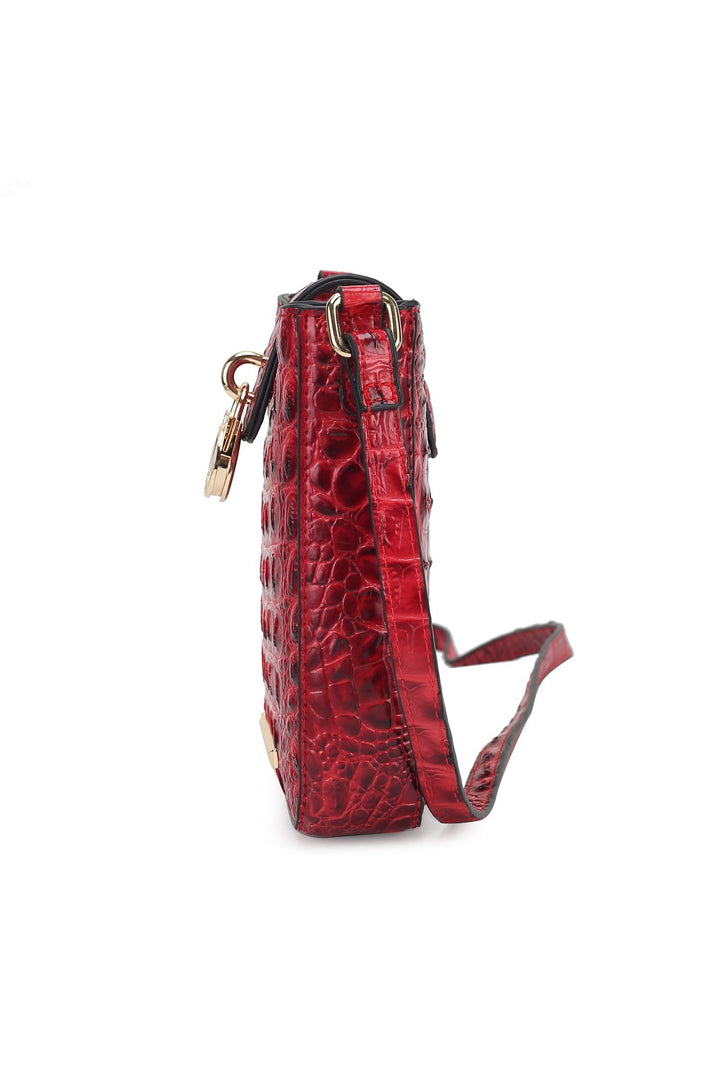 Purple Mkf Faux Crocodile Embossed Crossbody Bag By Mia K