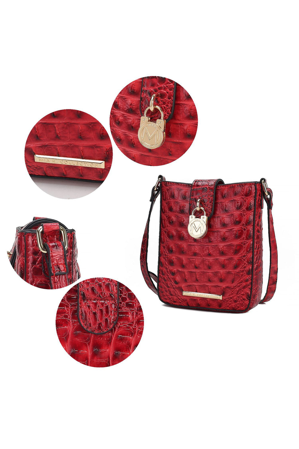 Charcoal Mkf Faux Crocodile Embossed Crossbody Bag By Mia K