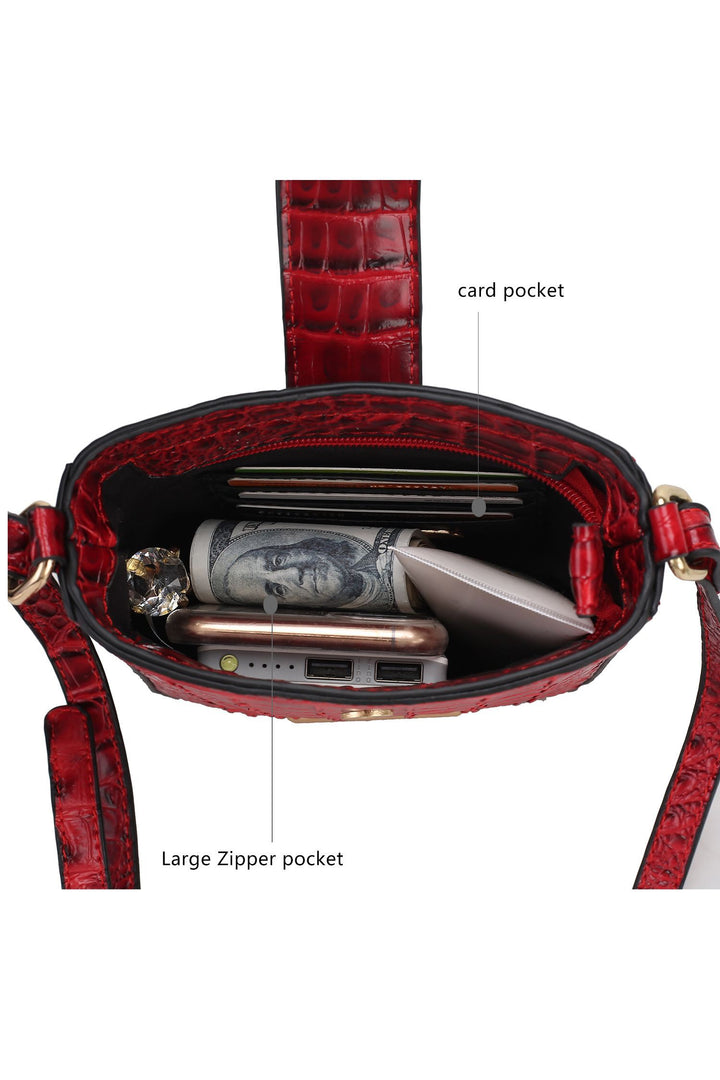 Red Mkf Faux Crocodile Embossed Crossbody Bag By Mia K
