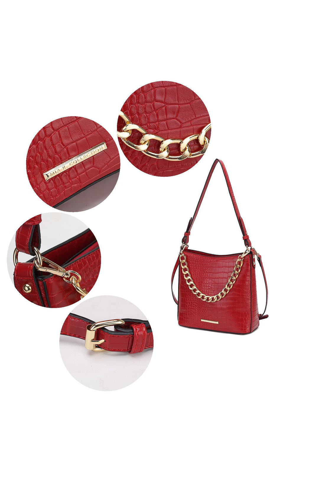 Cognac Mkf Faux Crocodile Embossed Shoulder Bag By Mia K