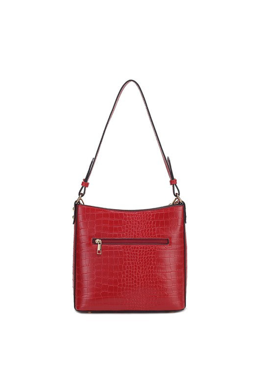 Mustard Mkf Faux Crocodile Embossed Shoulder Bag By Mia K