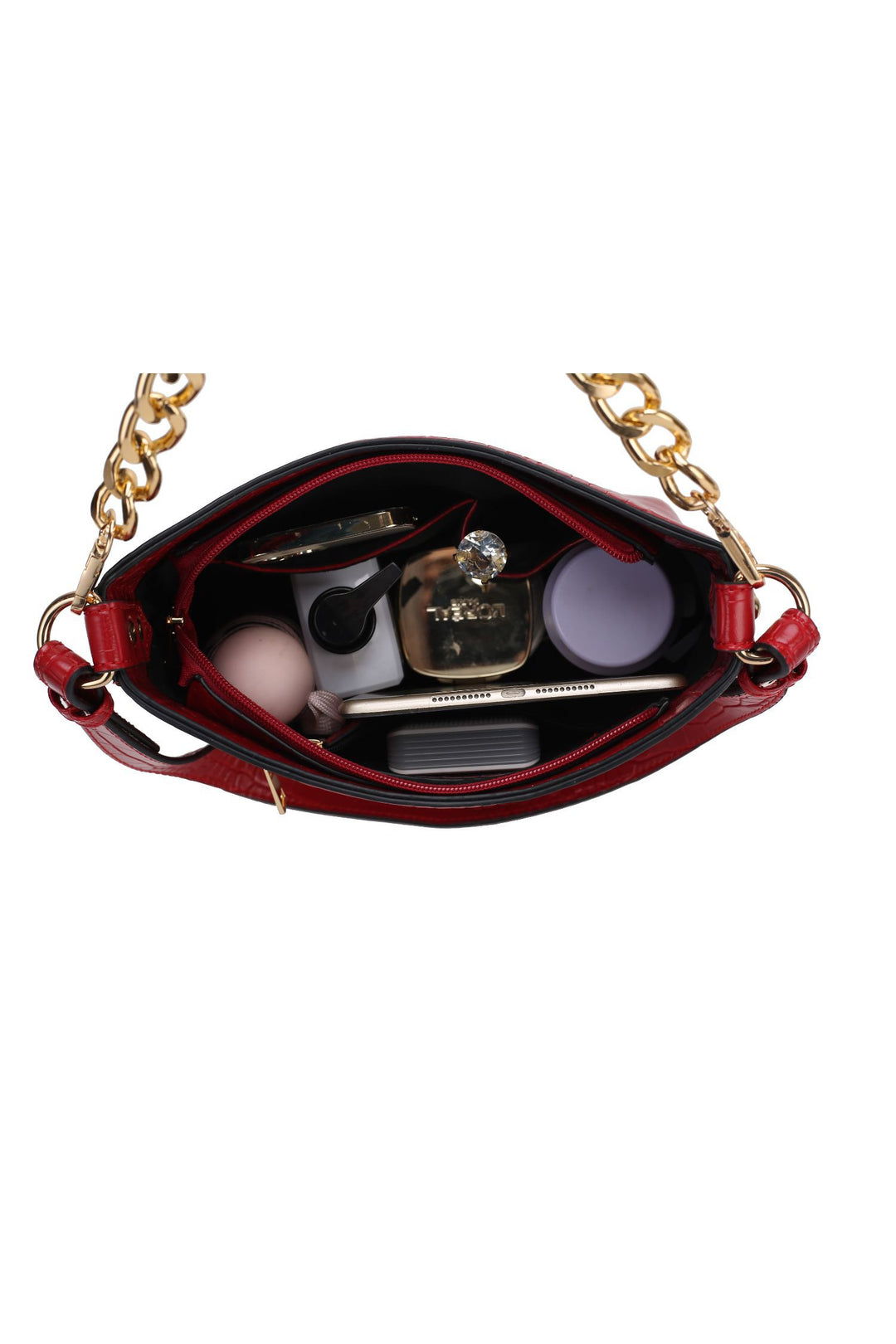 Taupe Mkf Faux Crocodile Embossed Shoulder Bag By Mia K