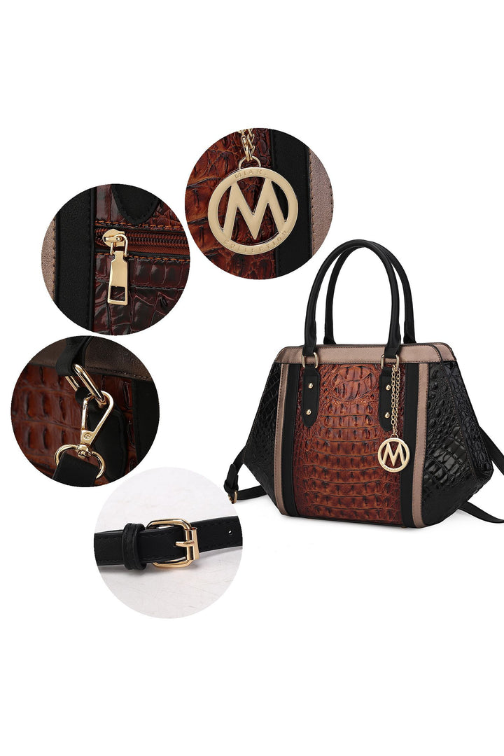 Navy - Beige Mkf Collection Daisy Croco Satchel Wallet By Mia