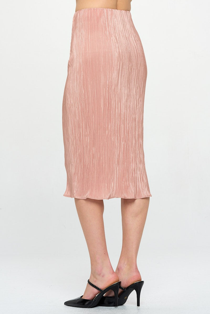 Made in USA Solid Plisse Midi Skirt