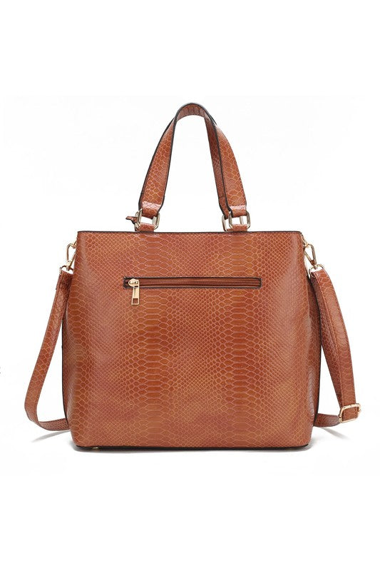 Seafoam Mkf Collection Beryl Snake Embossed Tote Bag Mia K