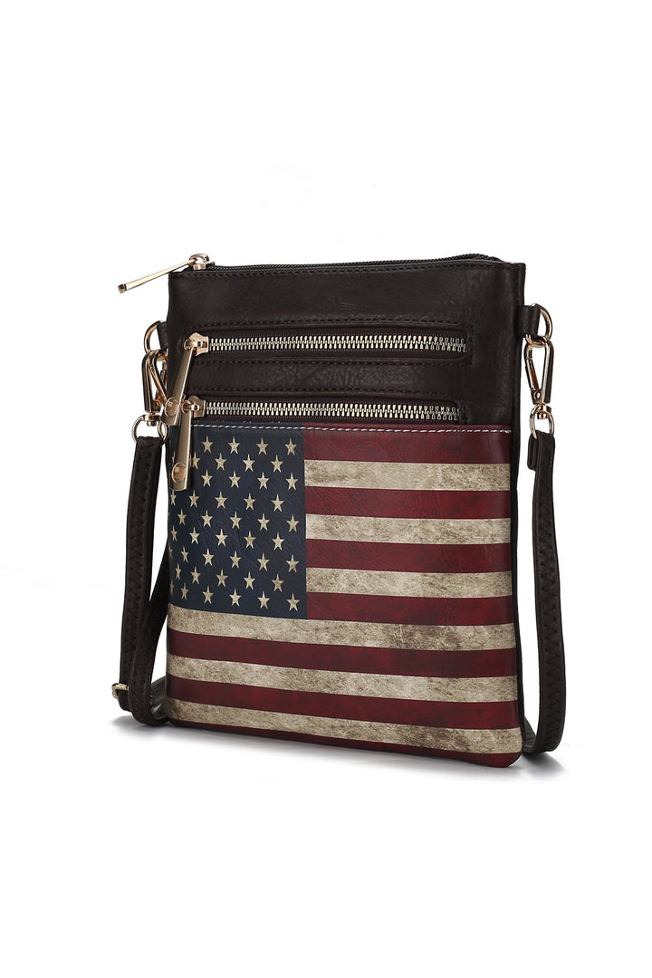 Taupe Mkf Genesis Printed Flag Crossbody Bag By Mia K