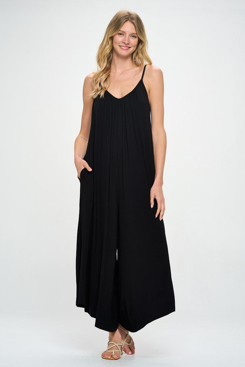 Black Made In Usa Modal Spandex Soft Knit Jumpsuit 1
