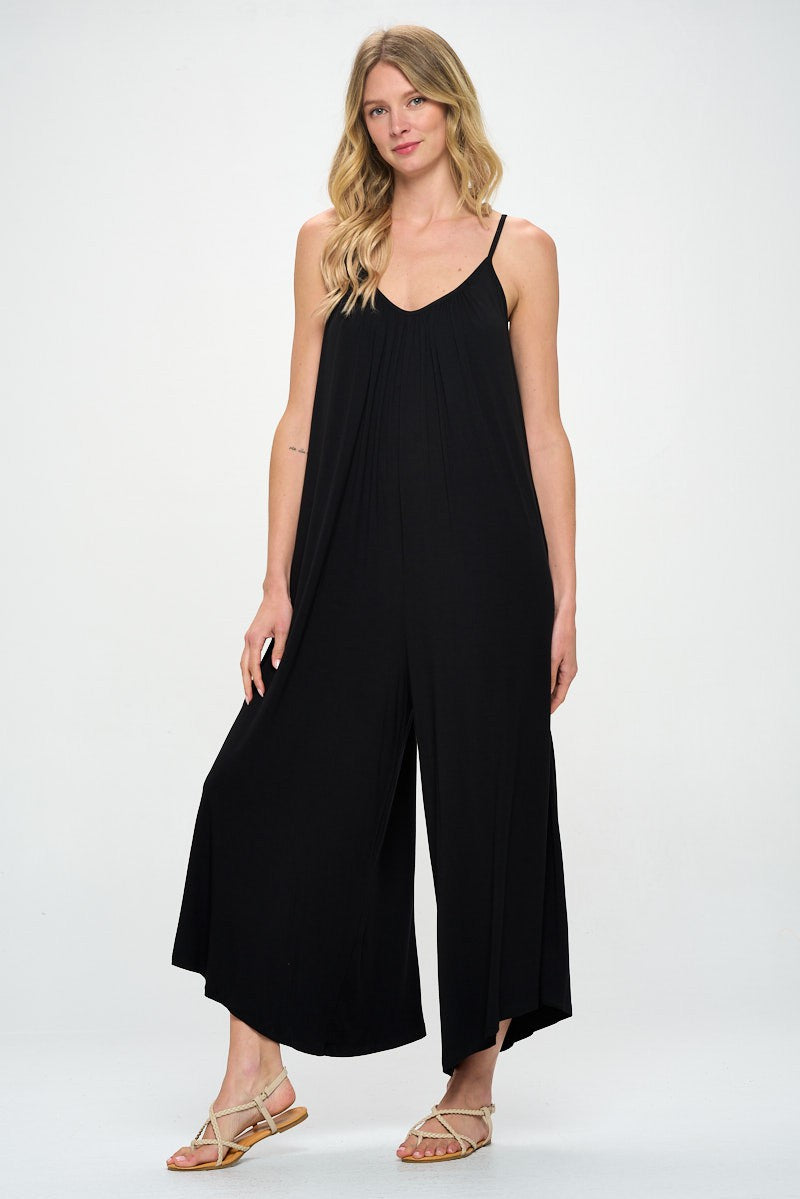 Black Made In Usa Modal Spandex Soft Knit Jumpsuit 1