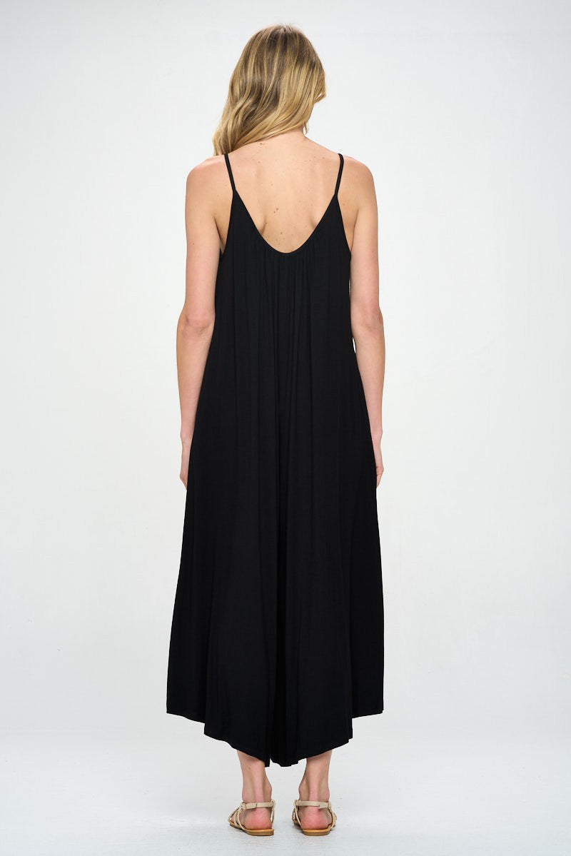 Black Made In Usa Modal Spandex Soft Knit Jumpsuit 1