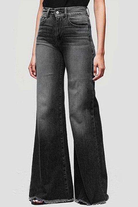 Dark Blue Wide Leg Denim Jeans