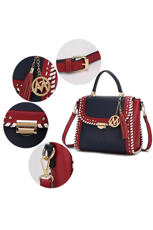 Navy Mkf Collection Flora Satchel Bag By Mia K