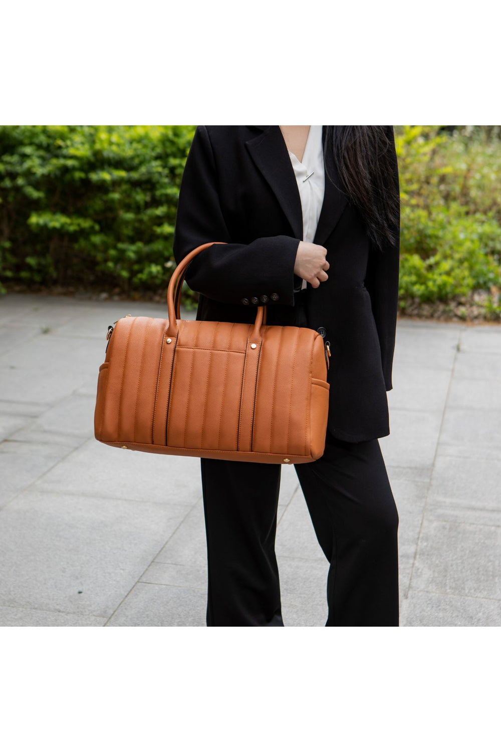 Black Mfk Collection Luana Quilted Duffle Bag By Mia K