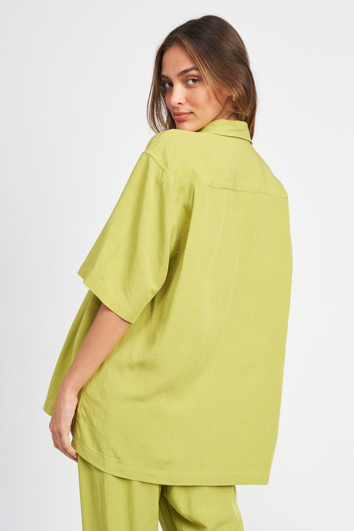Button Up Oversized Short Sleeve Shirt