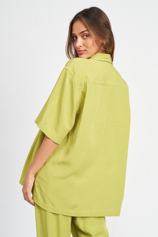 Button Up Oversized Short Sleeve Shirt