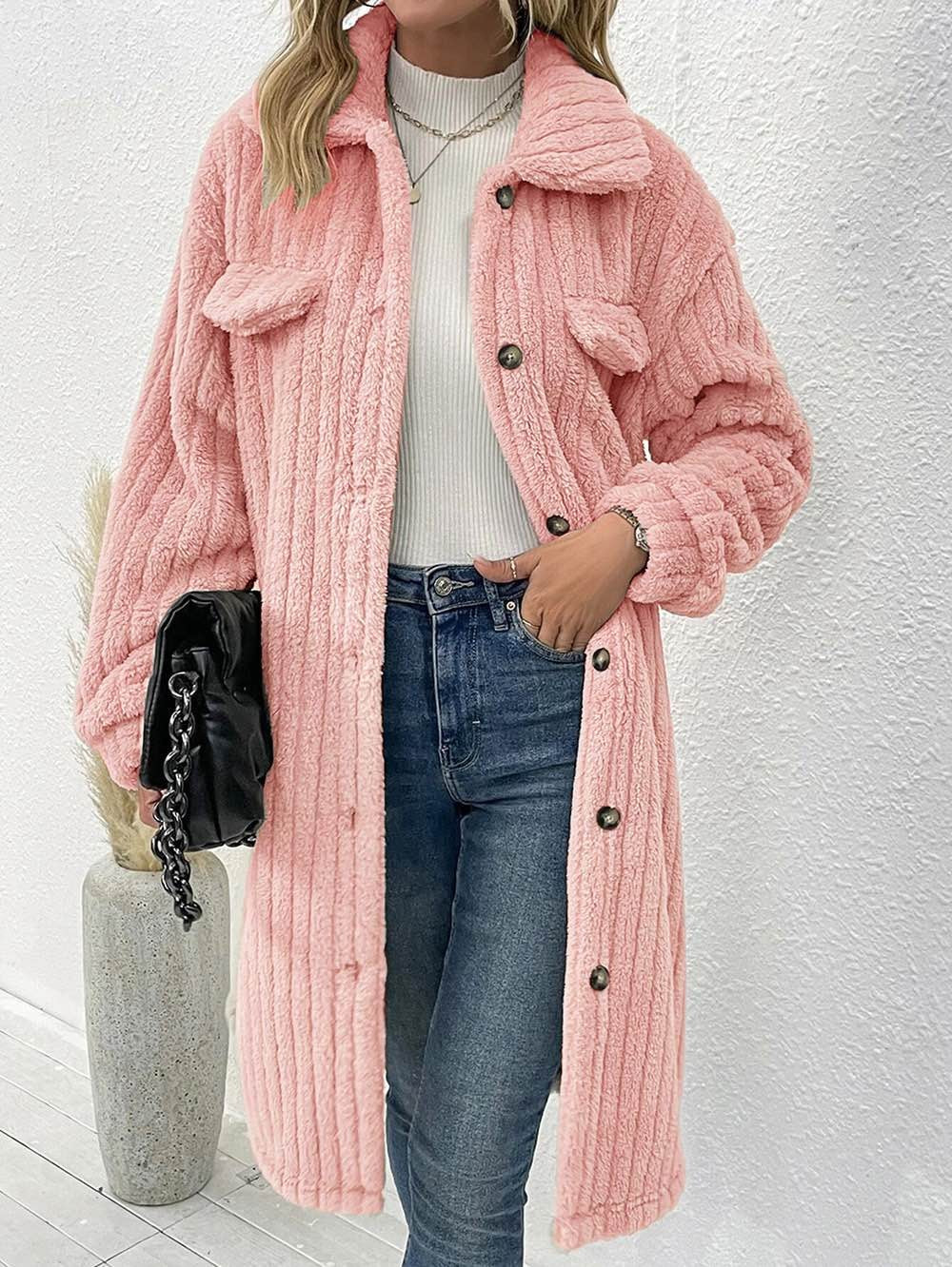 Blue Long Sherpa Coat