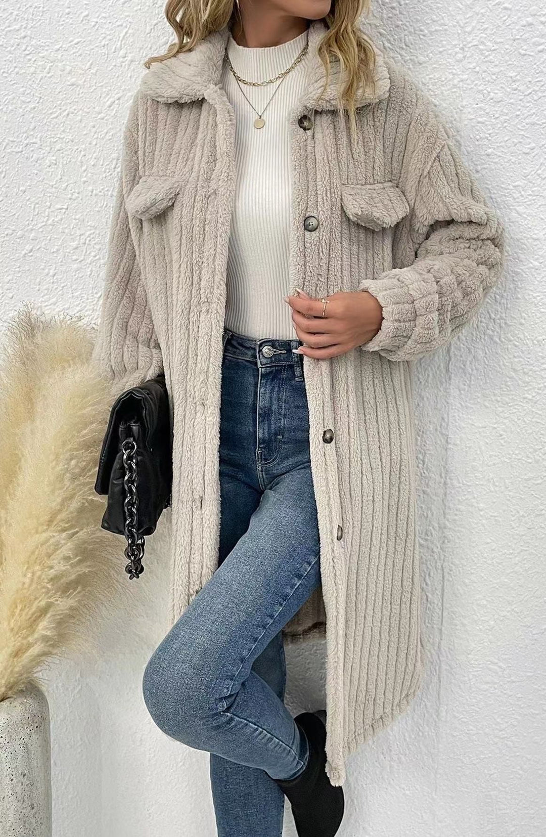 Blue Long Sherpa Coat