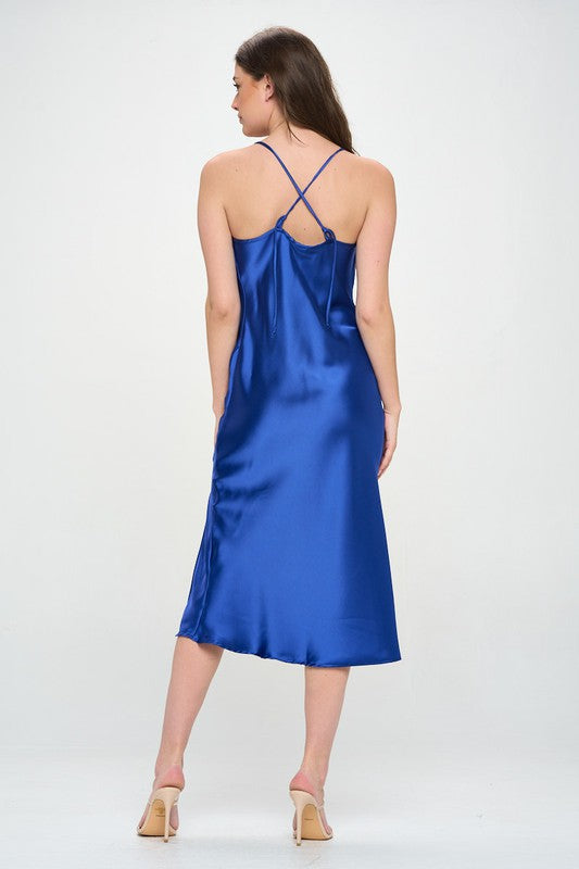 Satin Bias Slip Dress With Slit 3