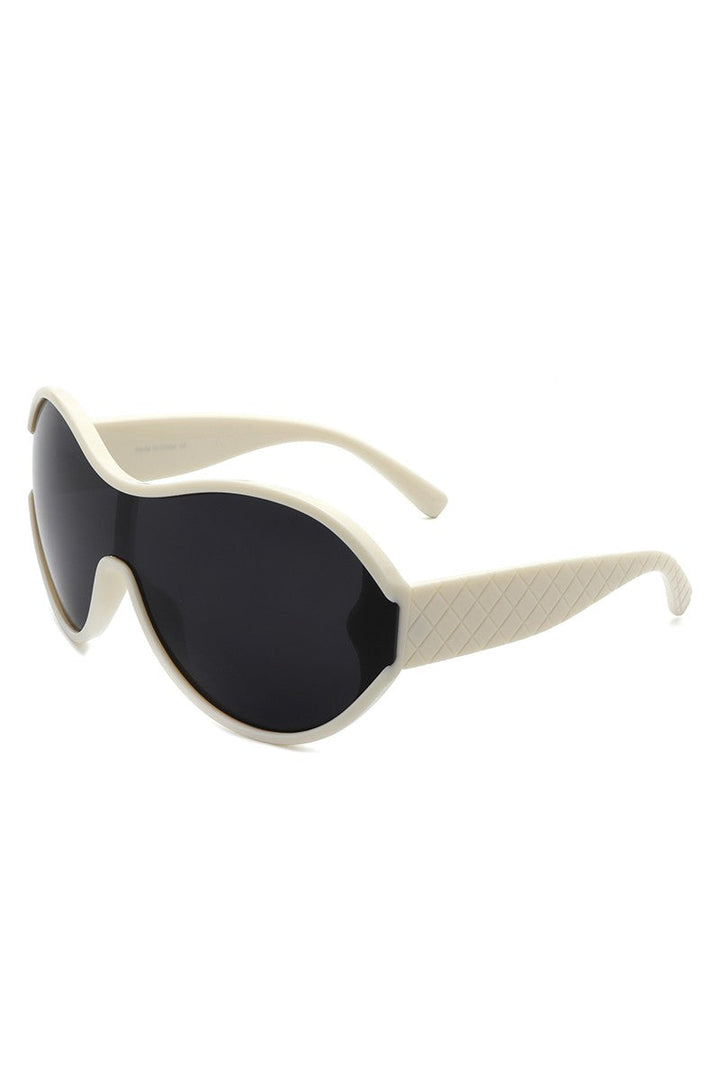 Green Oversize Oval Retro Curved Round Sunglasses | Anekay