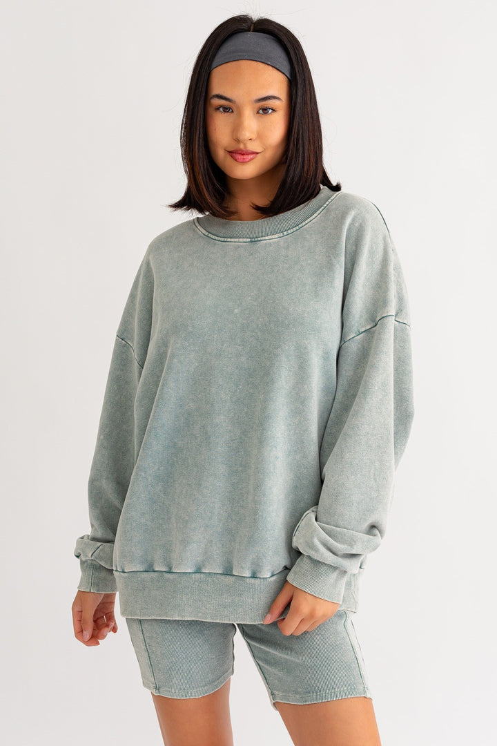 Sage Washed Oversized Pullover