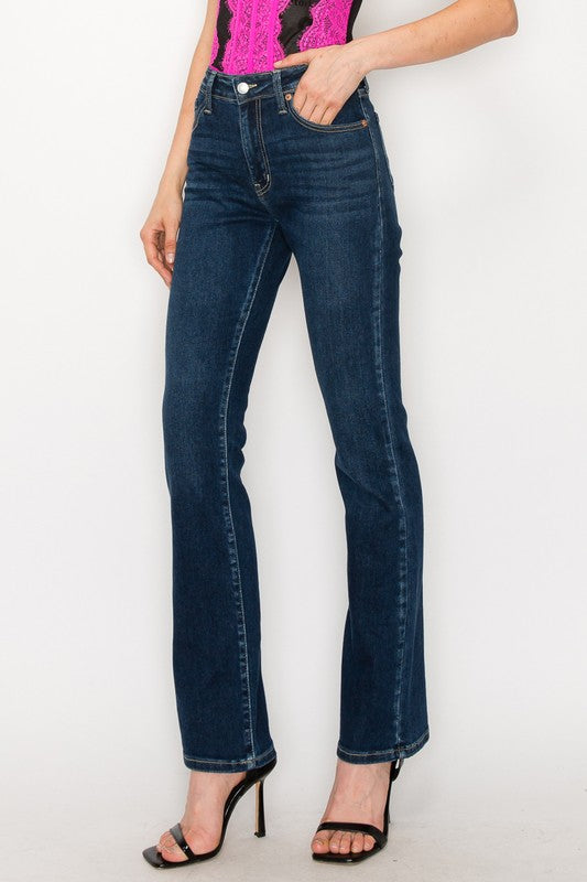 DARK STONE WASH Plus Size High Rise Skinny Bootcut Jeans