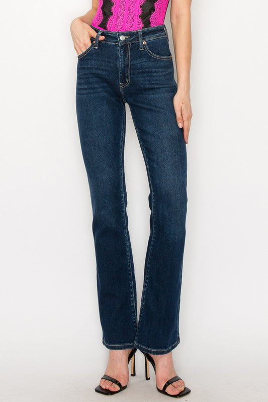 DARK STONE WASH Plus Size High Rise Skinny Bootcut Jeans