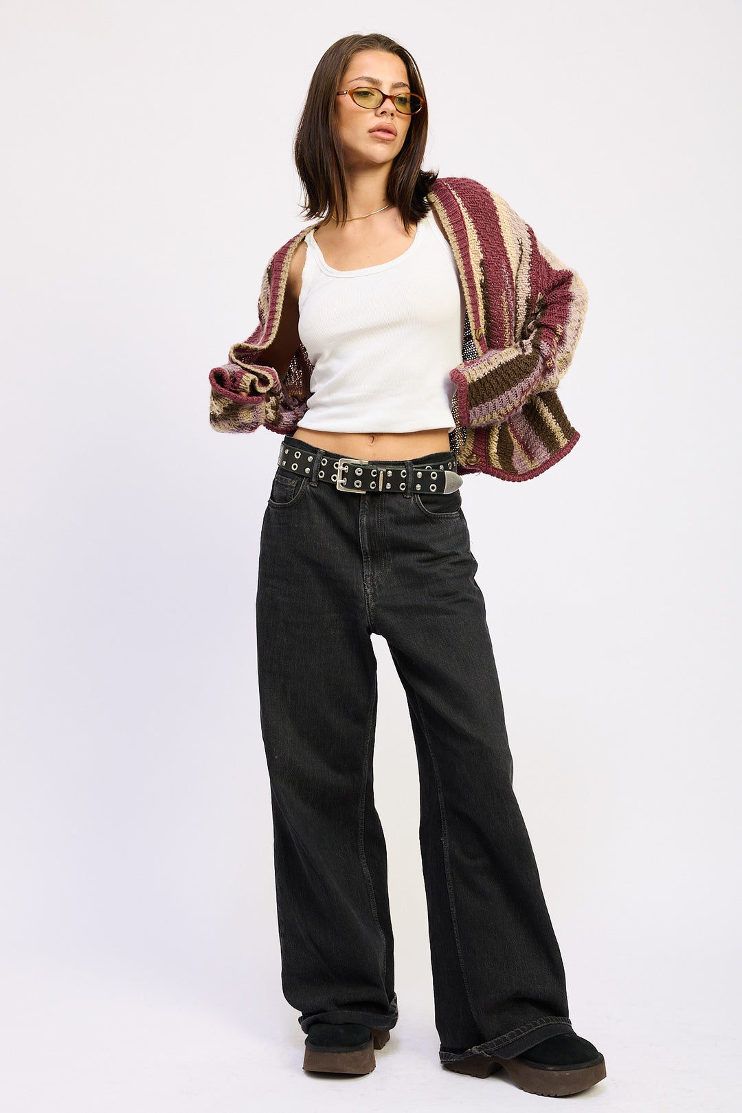 Olive Combo Color Mixed Cardigan Top