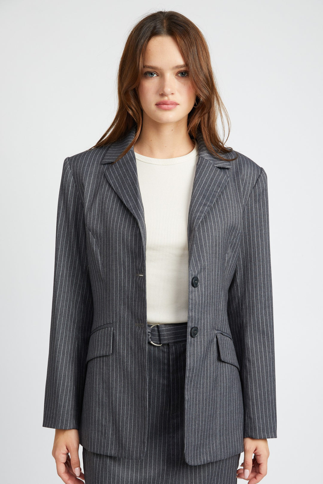 H GRAY Pin Striped Blazer Jacket