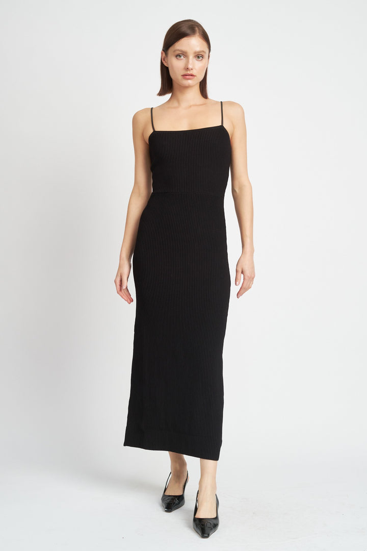 BLACK Maxi Knit Rib Dress